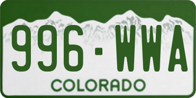 CO license plate 996WWA