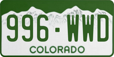 CO license plate 996WWD