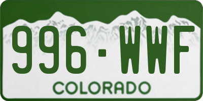 CO license plate 996WWF