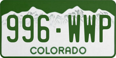 CO license plate 996WWP