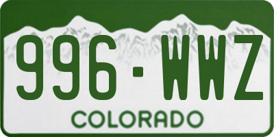 CO license plate 996WWZ