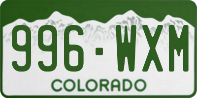 CO license plate 996WXM