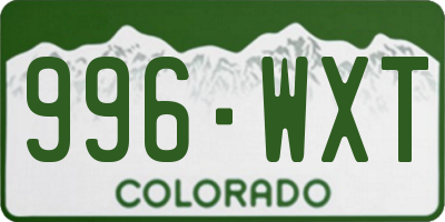CO license plate 996WXT