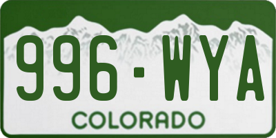 CO license plate 996WYA