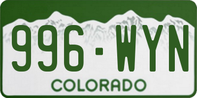 CO license plate 996WYN