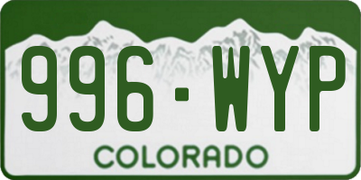 CO license plate 996WYP