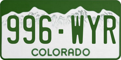 CO license plate 996WYR