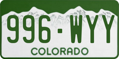 CO license plate 996WYY