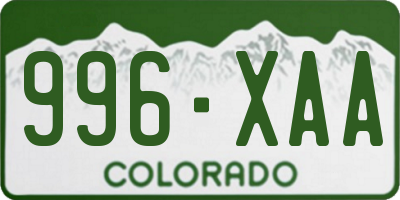 CO license plate 996XAA