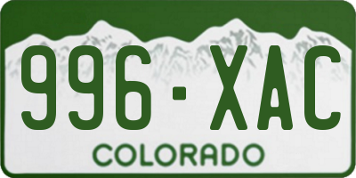 CO license plate 996XAC