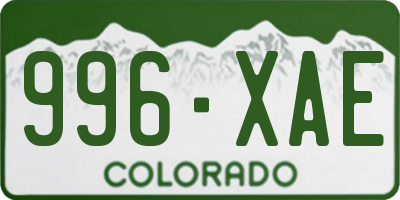 CO license plate 996XAE
