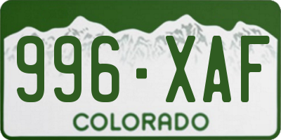 CO license plate 996XAF