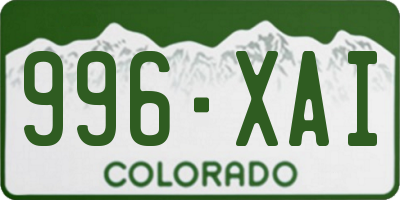 CO license plate 996XAI