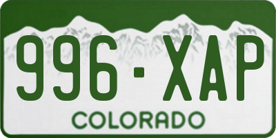 CO license plate 996XAP
