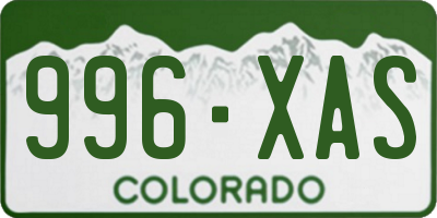 CO license plate 996XAS