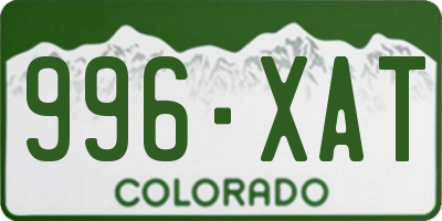 CO license plate 996XAT