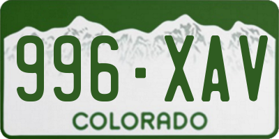 CO license plate 996XAV