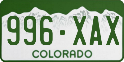 CO license plate 996XAX