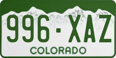 CO license plate 996XAZ