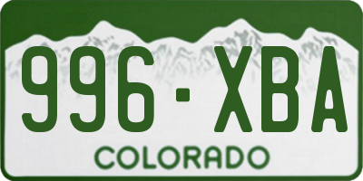 CO license plate 996XBA