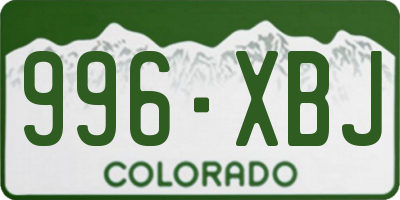 CO license plate 996XBJ