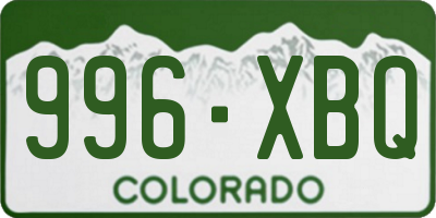 CO license plate 996XBQ