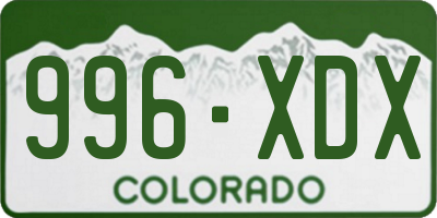 CO license plate 996XDX