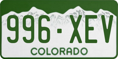 CO license plate 996XEV