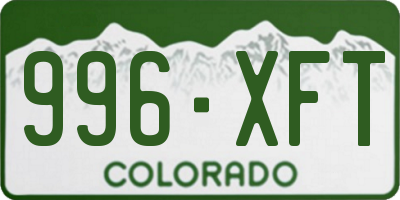 CO license plate 996XFT