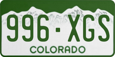 CO license plate 996XGS