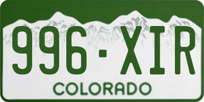 CO license plate 996XIR