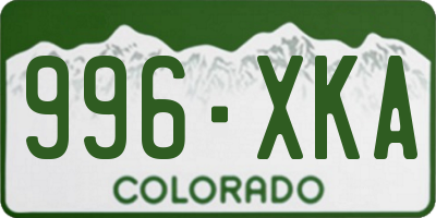 CO license plate 996XKA