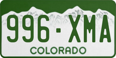 CO license plate 996XMA
