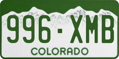 CO license plate 996XMB