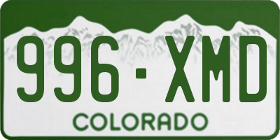 CO license plate 996XMD