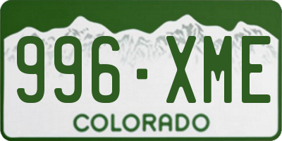 CO license plate 996XME