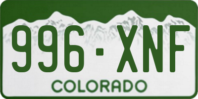 CO license plate 996XNF
