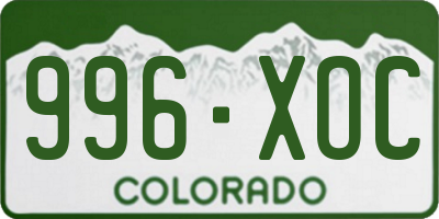 CO license plate 996XOC