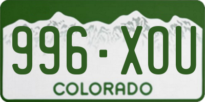 CO license plate 996XOU