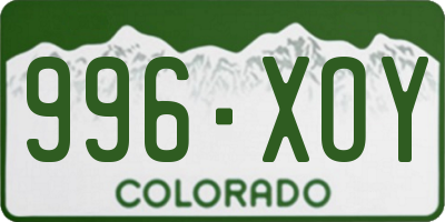 CO license plate 996XOY