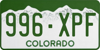 CO license plate 996XPF