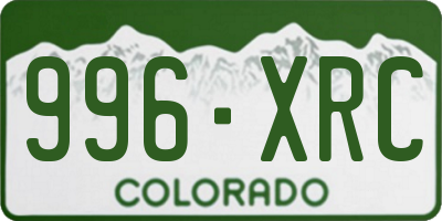 CO license plate 996XRC