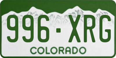 CO license plate 996XRG