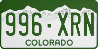 CO license plate 996XRN
