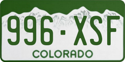 CO license plate 996XSF