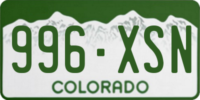 CO license plate 996XSN
