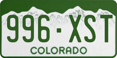 CO license plate 996XST