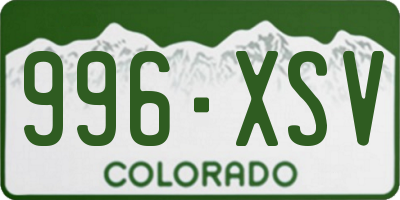 CO license plate 996XSV