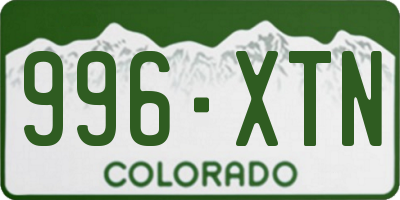 CO license plate 996XTN