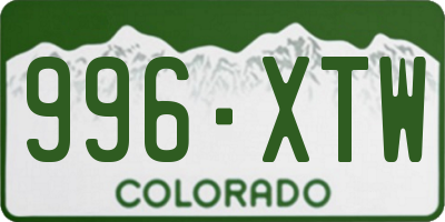 CO license plate 996XTW